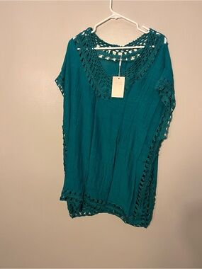 Crochet Trim Boho Tunic Top/swim cover up (choose your color)